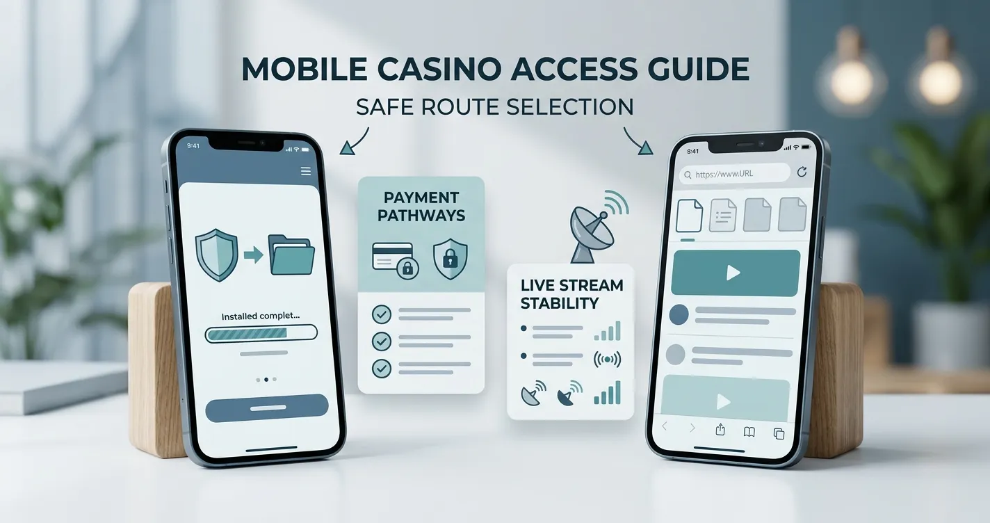 Illustration of an app versus mobile browser decision checklist for casino access