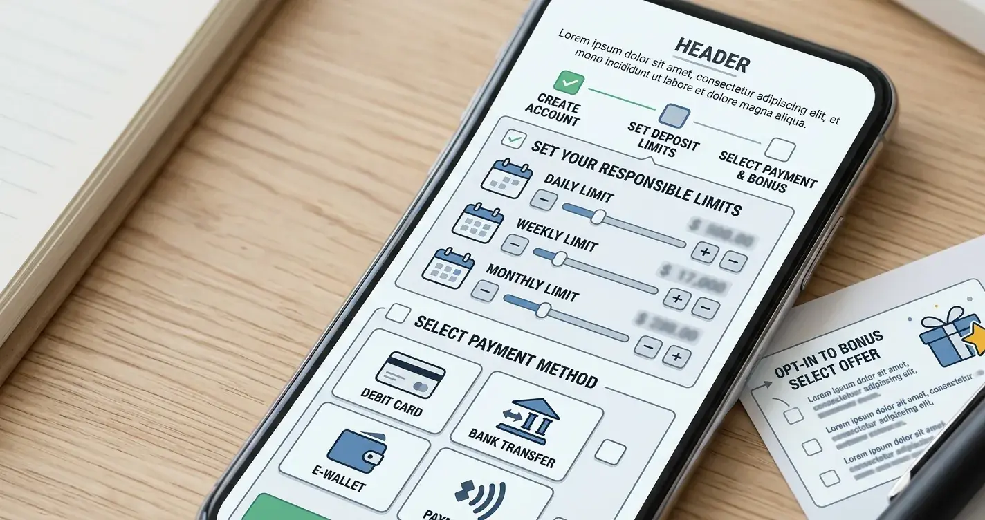 Illustration of a first deposit checklist for a UK mobile casino account